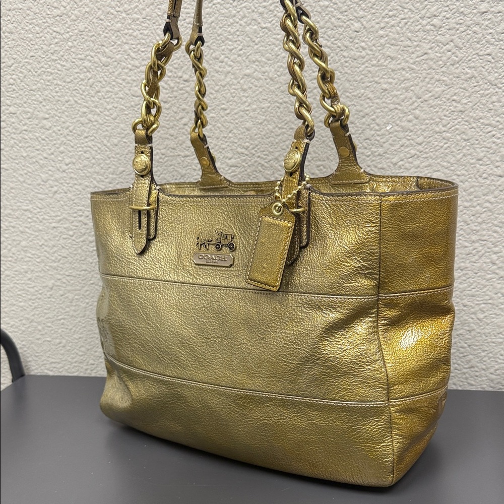 Coach Metallic Gold/Silver Tote Bag- EUC